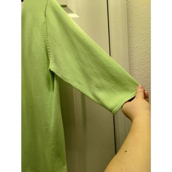 Quacker Factory QVC Women's Size Small Green Sweater Sequin & Bead Neckline - Picture 4 of 6